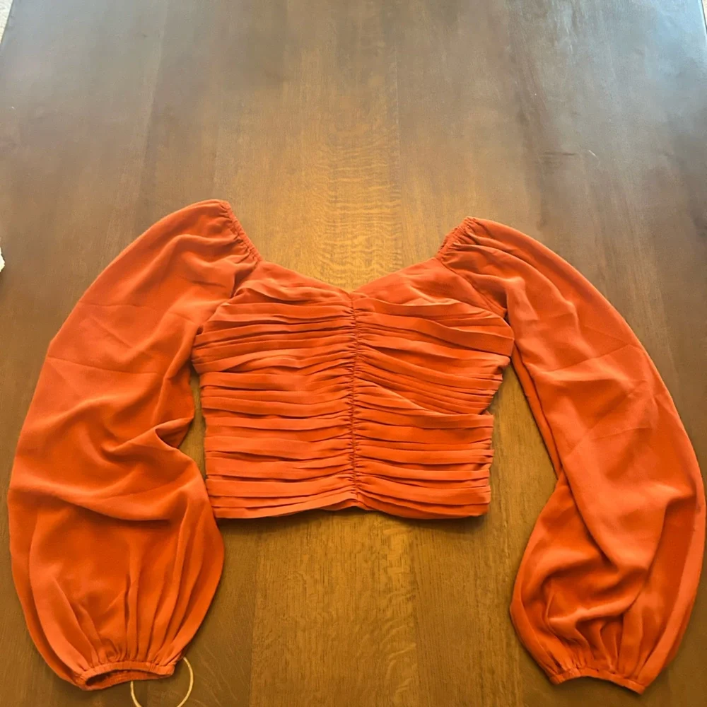 Abercrombie & Fitch NWT rust balloon sleeve shirred front smocked back